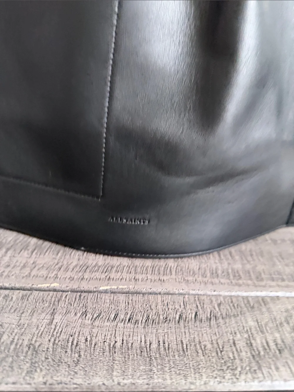 AllSaints Black Leather Drawstring Backpack NWT
